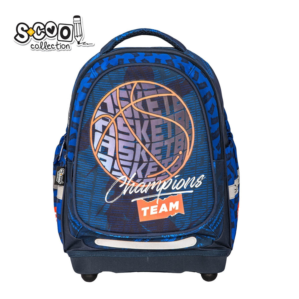 Ghiozdan model BASKETBALL, 3 compartimente, buzunare laterale, maner, 38x39x19.5 cm - imagine 13